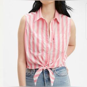 Levi’s Davina Sleeveless Tie-Front Striped Shirt